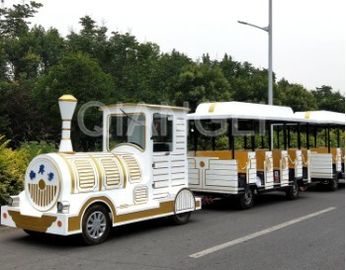 ประเทศจีน Carnival Train Ride รุ่นโบราณที่น่าสนใจ Track Kiddie Train สำหรับสวนสนุก โรงงาน