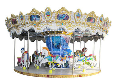 ประเทศจีน Double Decker Merry Go Round 24 Seater Carousel Amusement Park Rides โรงงาน